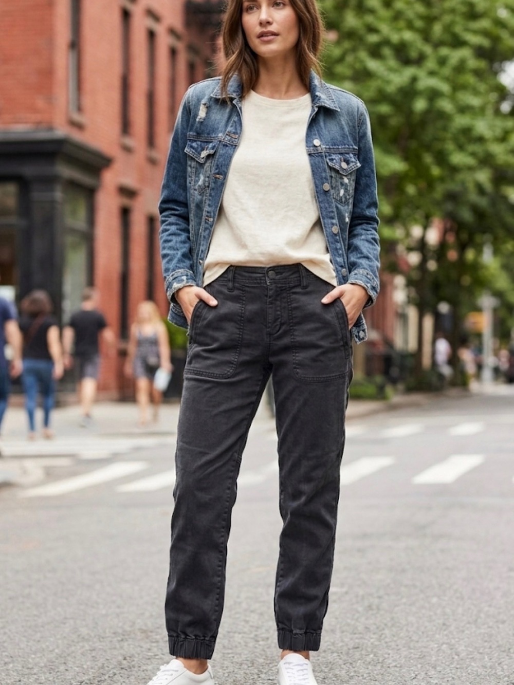 Anthropologie Utility Jogger Pants Gray Tapered Ankleā Cinch Casual Womenās 2